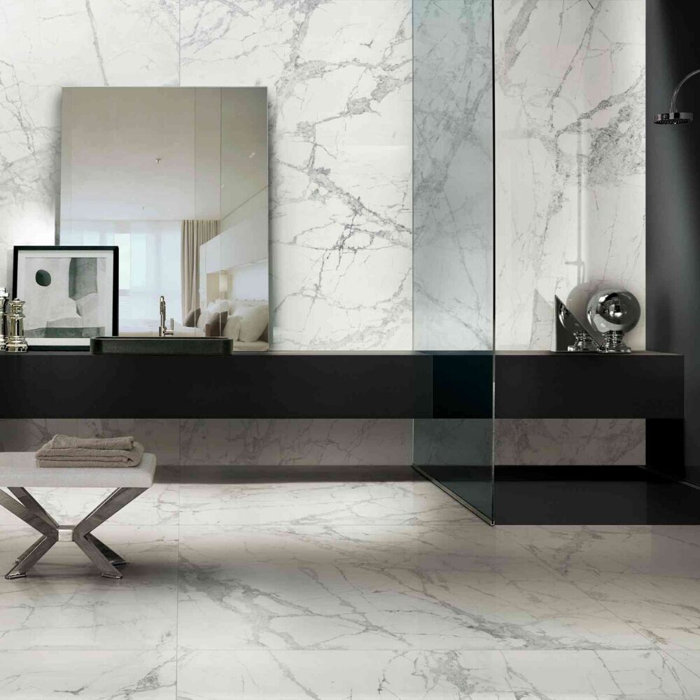 Long Island Mosaics & Tile Penthouse 12" x 24" Porcelain Marble Look ...